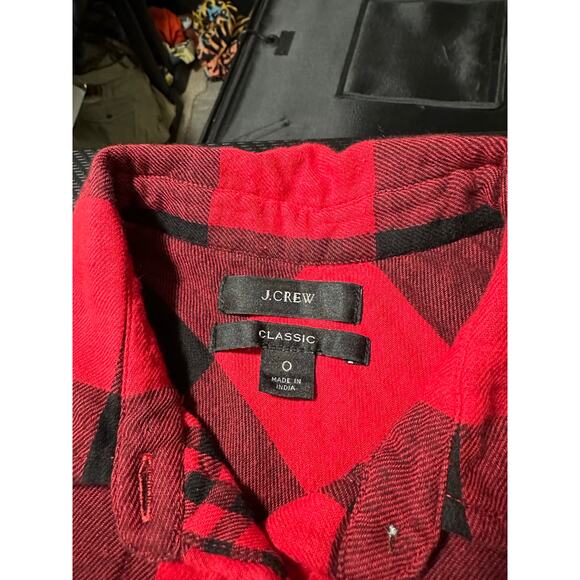 J Crew Classic Flannel Buffalo Plaid Red Black Western Preppy Size 0 Loose Fit - Picture 3 of 12